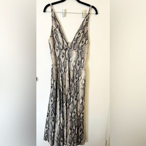 Snake print faux leather dress